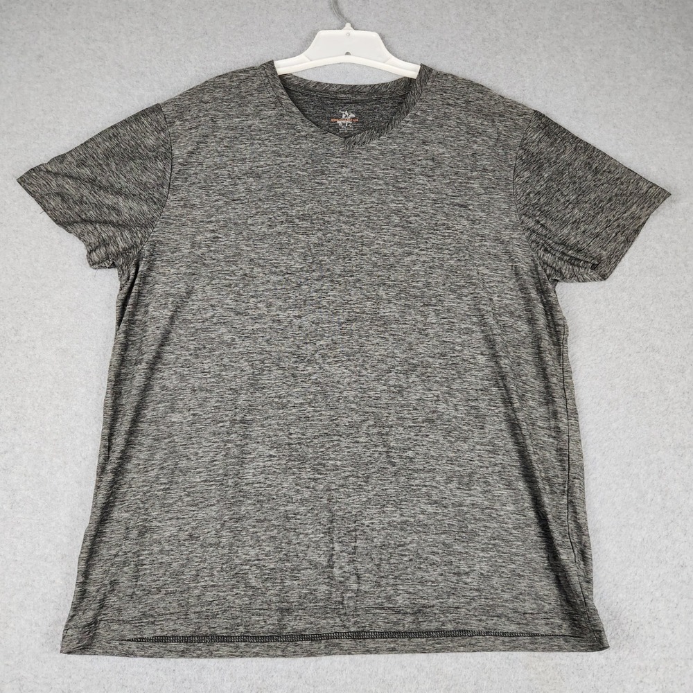 Beverly Hills Polo Club T-Shirt Mens XL Gray Heathered V-Neck Short Sleeve Tee